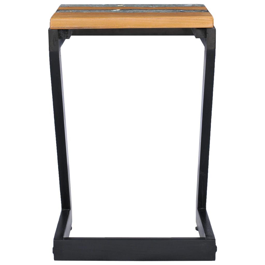 Coffee Table 30X30X50 Cm Solid Teak Wood And Polyresin
