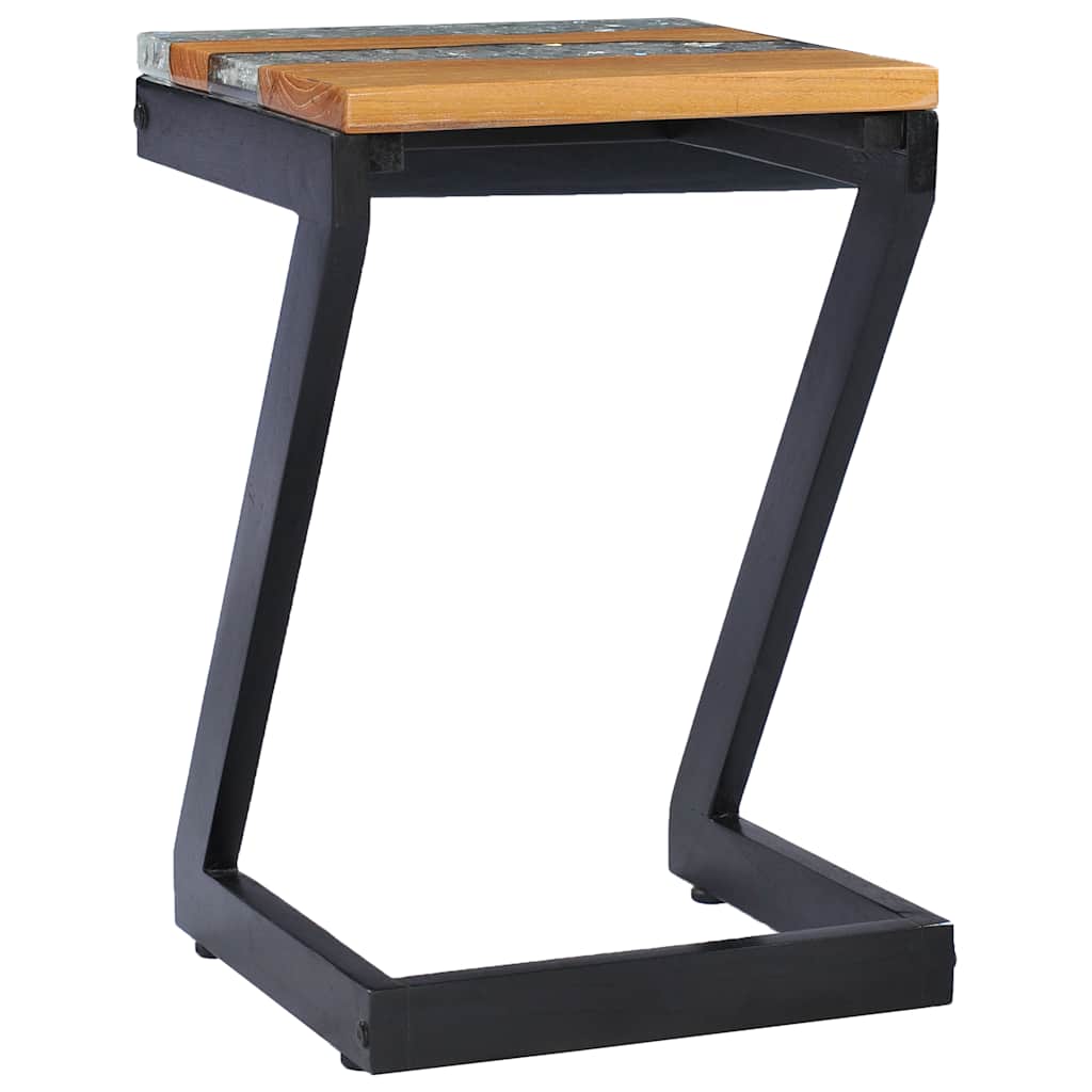 Coffee Table 30X30X50 Cm Solid Teak Wood Polyresin Multicolour 30 cm