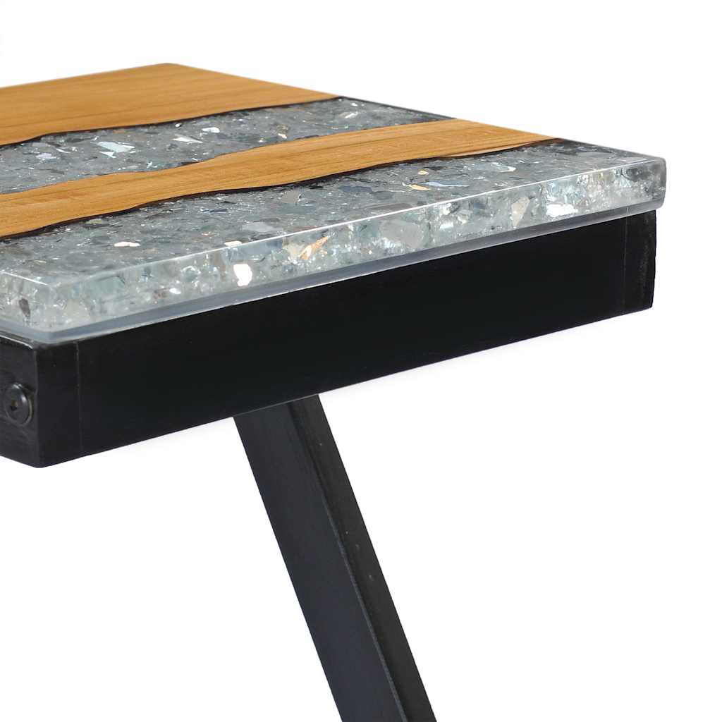 Coffee Table 30X30X50 Cm Solid Teak Wood Polyresin Multicolour 30 cm
