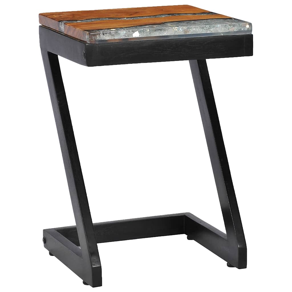 Coffee Table 30X30X50 Cm Solid Teak Wood Polyresin Multicolour 30 cm