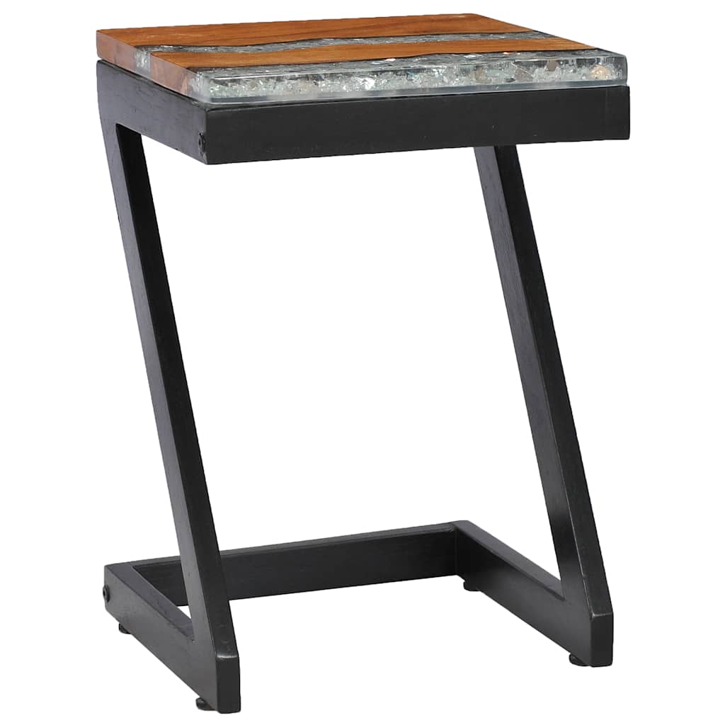 Coffee Table 30X30X50 Cm Solid Teak Wood Polyresin Multicolour 30 cm