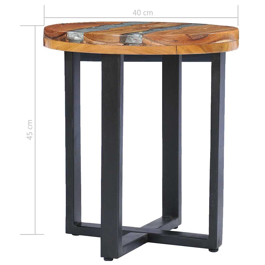 Coffee Table 40X45 Cm Solid Teak Wood And Polyresin