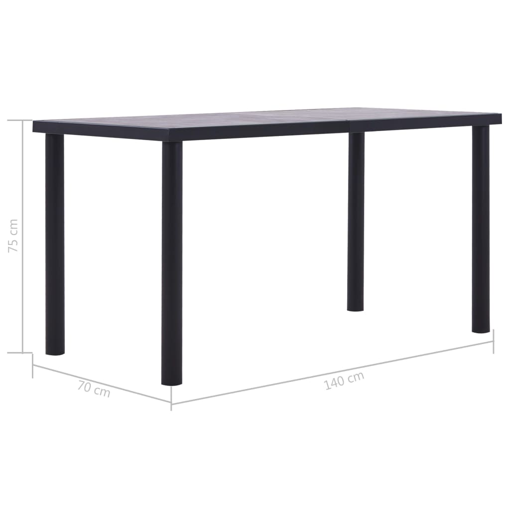 Dining Table Black And Concrete Grey Mdf