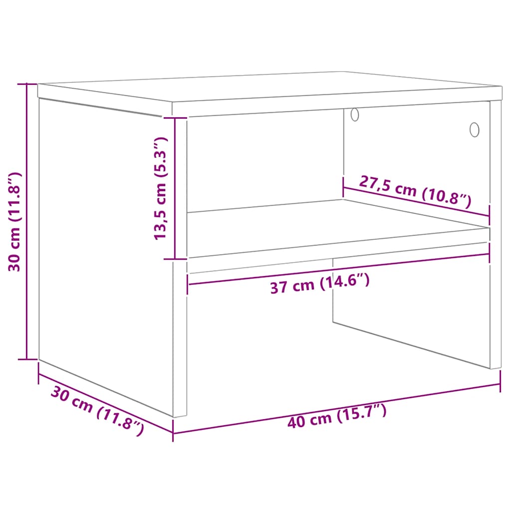 Bedside Tables Cabinet 40X30X30 Cm Engineered Wood Concrete Grey Artisan Oak 40