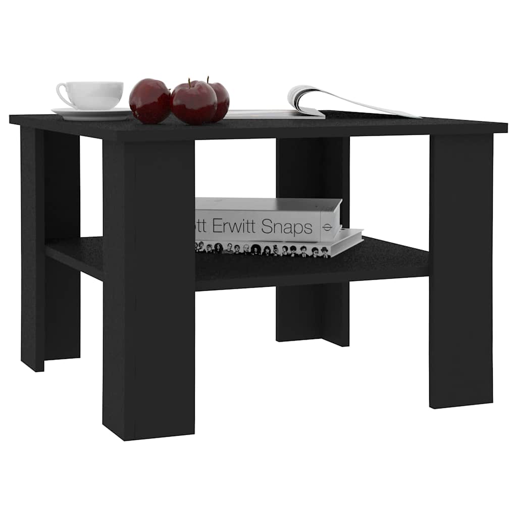 Coffee Table 60X60X42 Cm Engineered Wood Black White Concrete Grey Black Oak 60