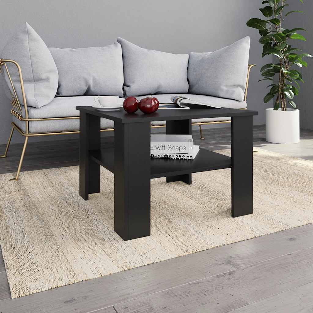 Coffee Table 60X60X42 Cm Engineered Wood Black White Concrete Grey Black Oak 60
