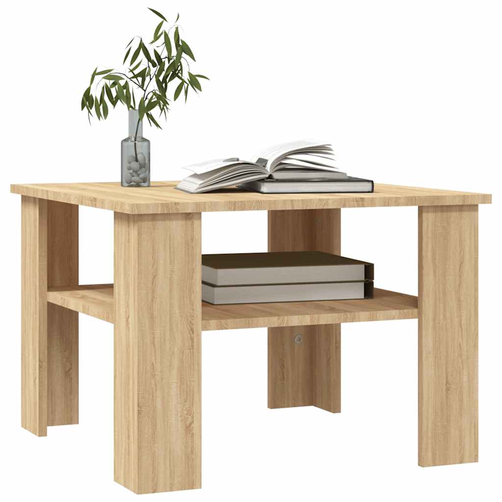 Coffee Table 60X60X42 Cm Engineered Wood Black White Concrete Grey Black Oak 60