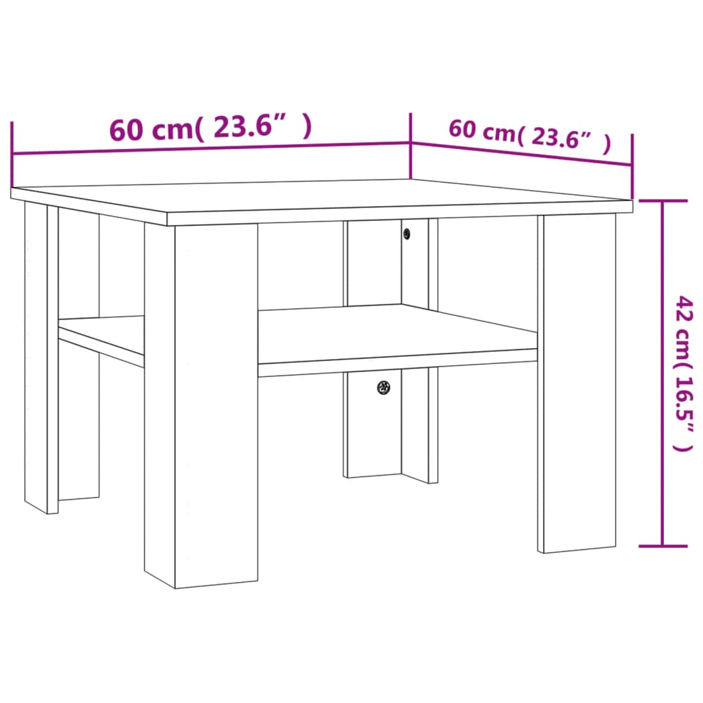 Coffee Table 60X60X42 Cm Engineered Wood