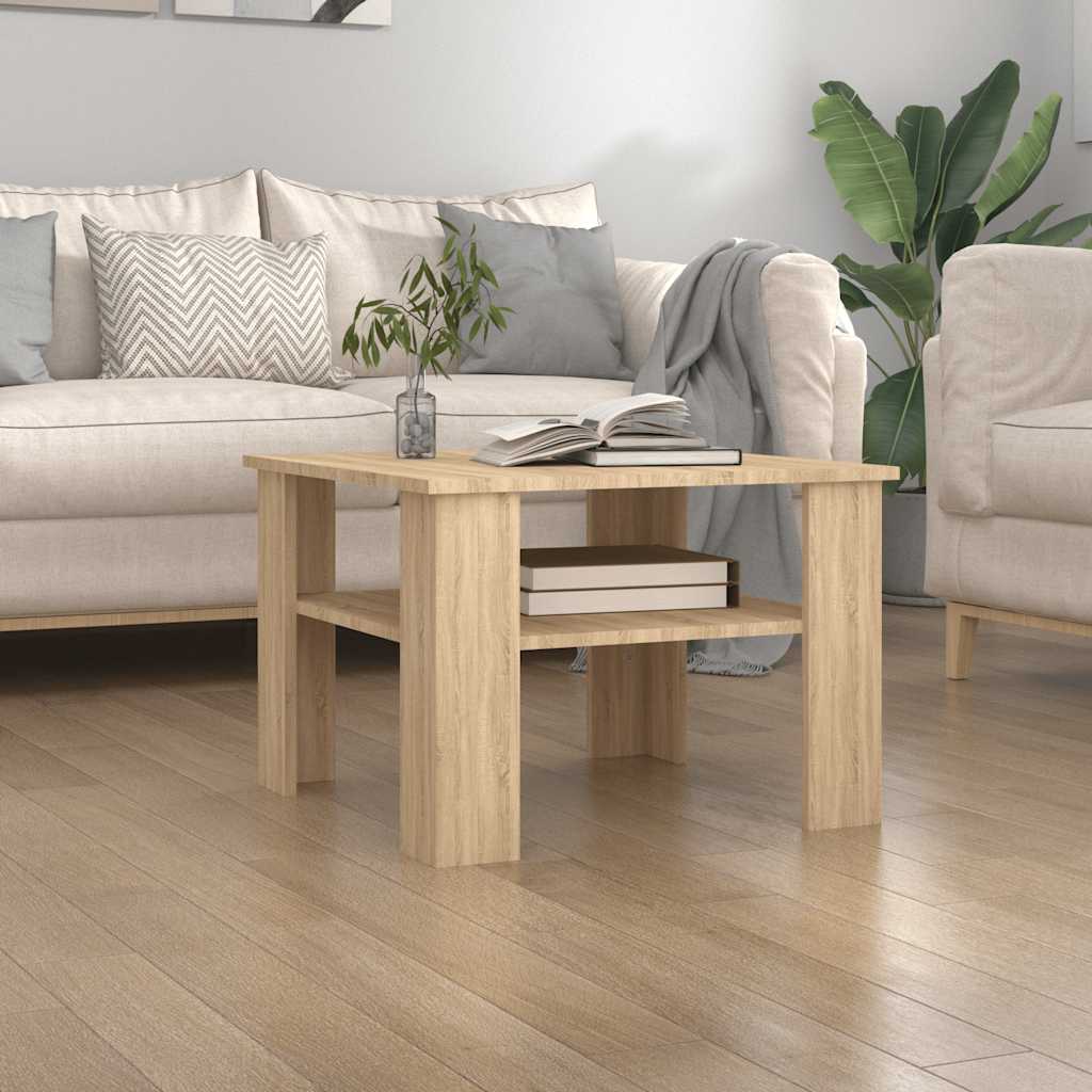 Coffee Table 60X60X42 Cm Engineered Wood Black White Concrete Grey Black Oak 60