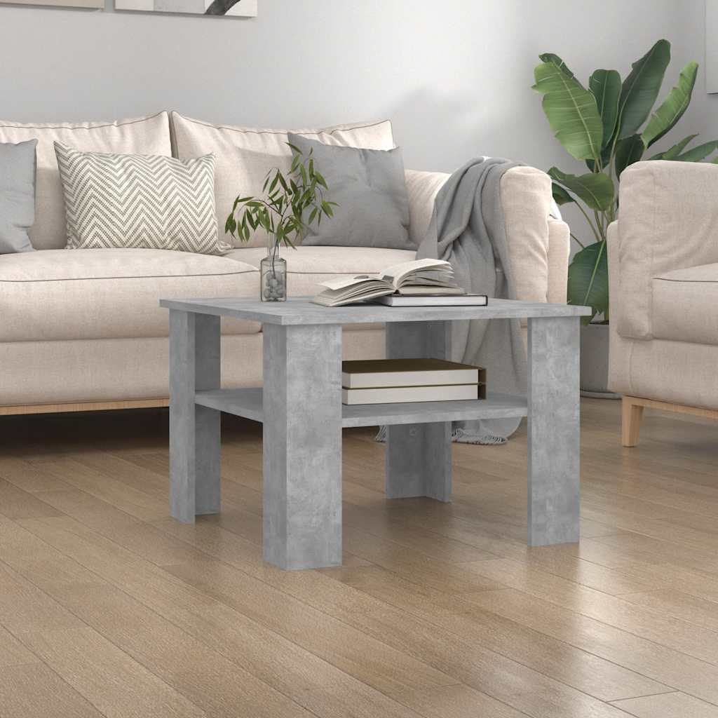 Coffee Table 60X60X42 Cm Engineered Wood Black White Concrete Grey Black Oak 60
