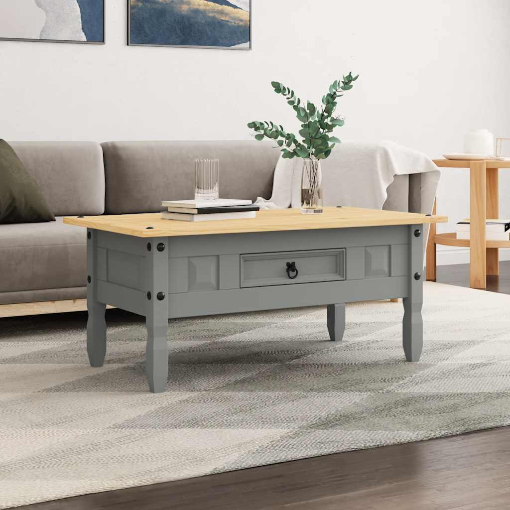 Coffee Table Mexican Pine Corona Range 100X55X44 Cm White Brown Grey 100 Cm Brow