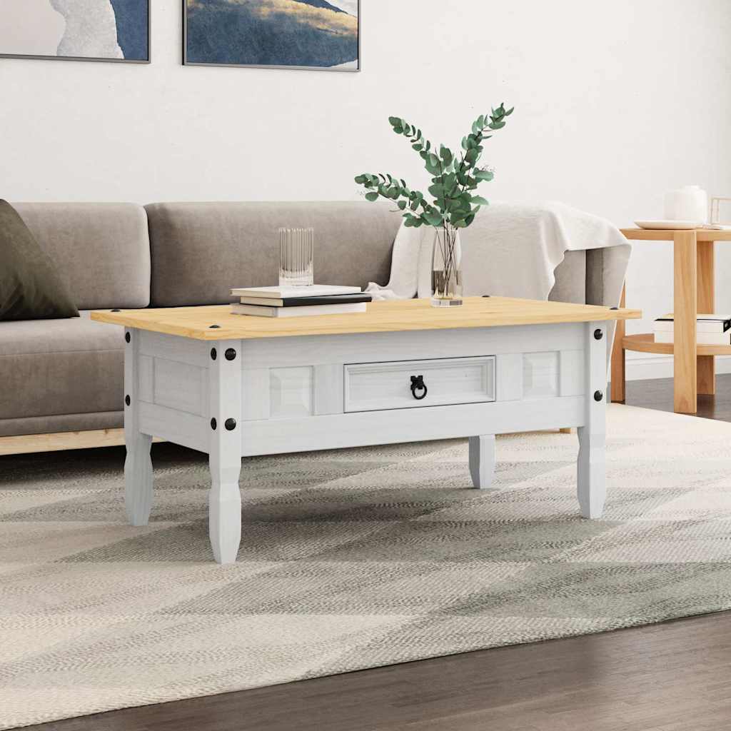 Coffee Table Mexican Pine Corona Range 100X55X44 Cm White Brown Grey 100 Cm Brow