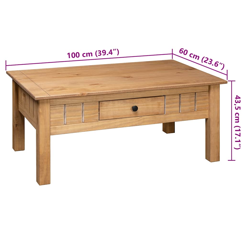 Coffee Table 100X60X43.5 Cm Solid Pine Wood Panama Range