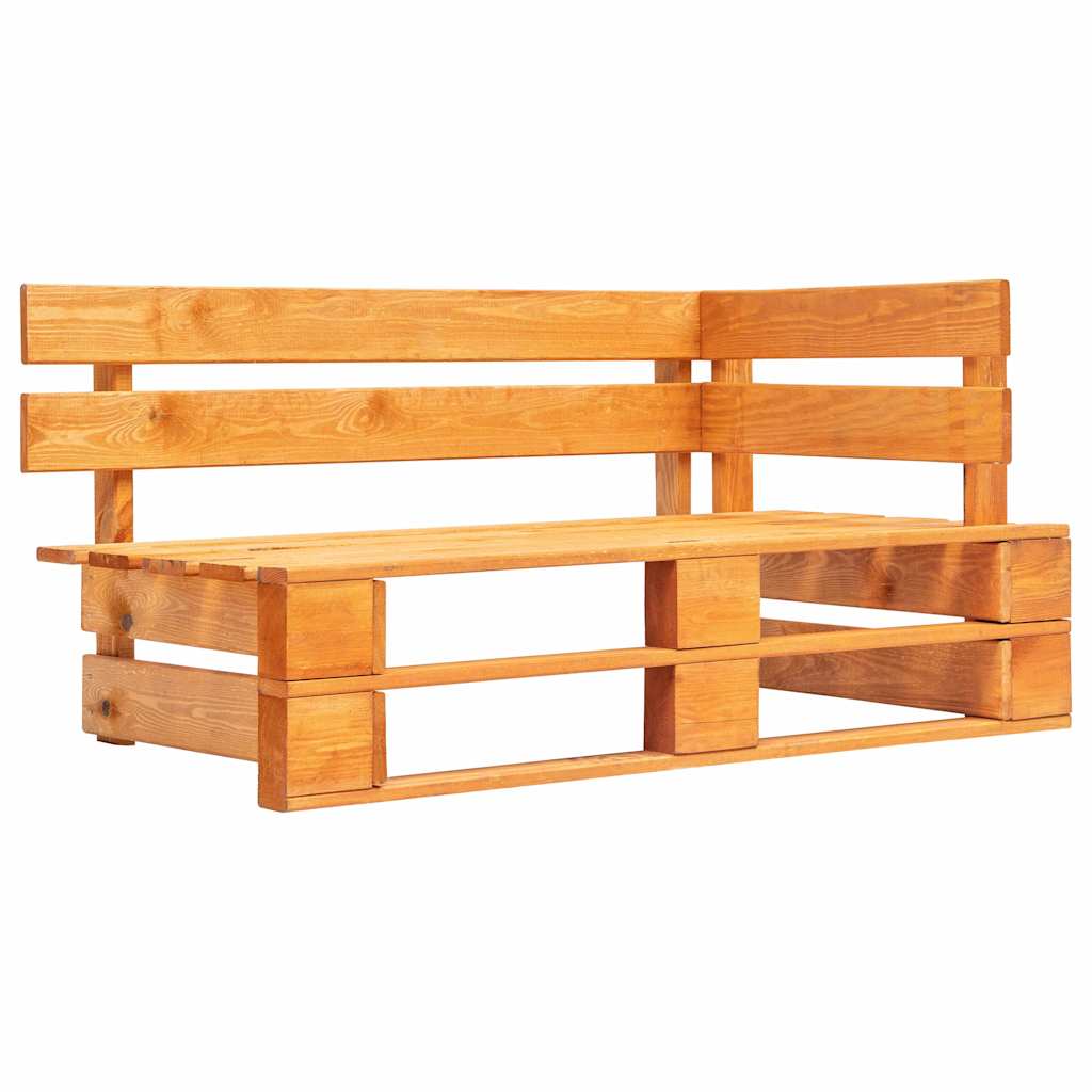 Outdoor Bench Garden Pallet Corner Honey Wood Patio Lounge Seating Furniture LED
