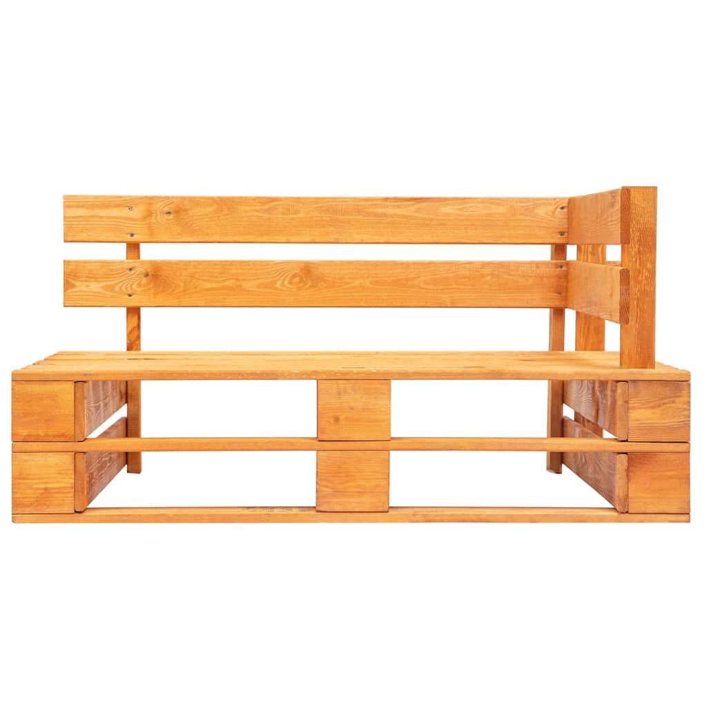 Outdoor Bench Garden Pallet Corner Honey Wood Patio Lounge Seating Furniture LED