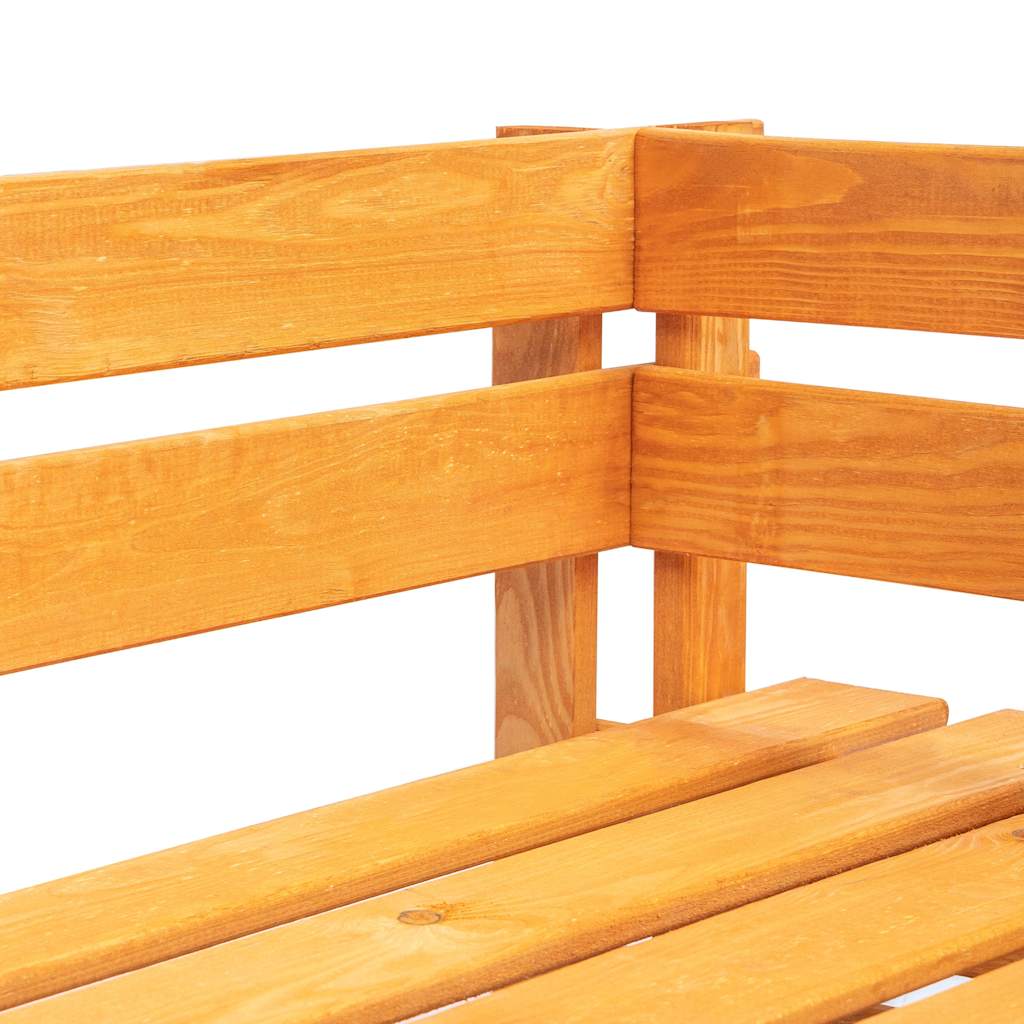Outdoor Bench Garden Pallet Corner Honey Wood Patio Lounge Seating Furniture LED