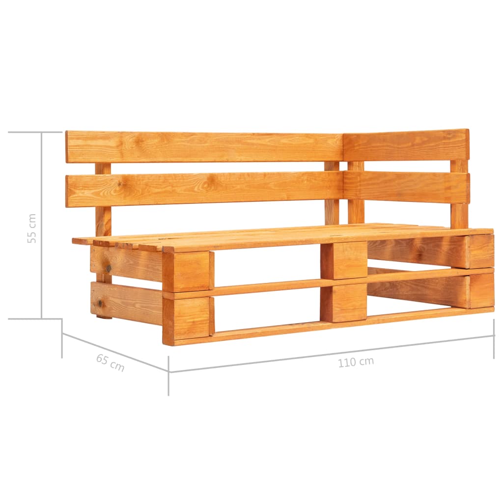Outdoor Bench Garden Pallet Corner Honey Wood Patio Lounge Seating Furniture LED