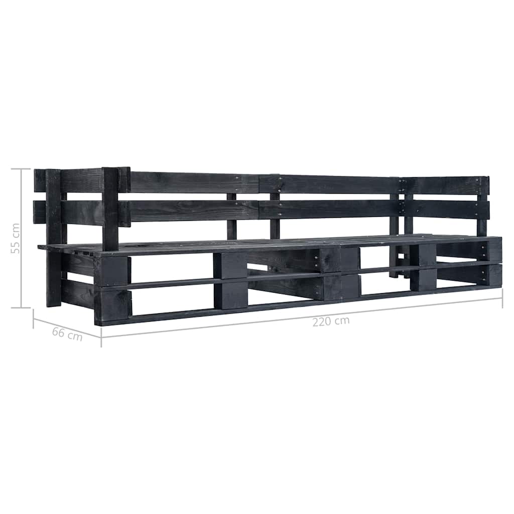 Outdoor Bench Garden 2-Seater Pallet Sofa Wood honey brown black light brown 220