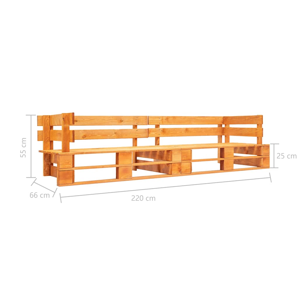 Outdoor Bench Garden 2-Seater Pallet Sofa Wood honey brown black light brown 220