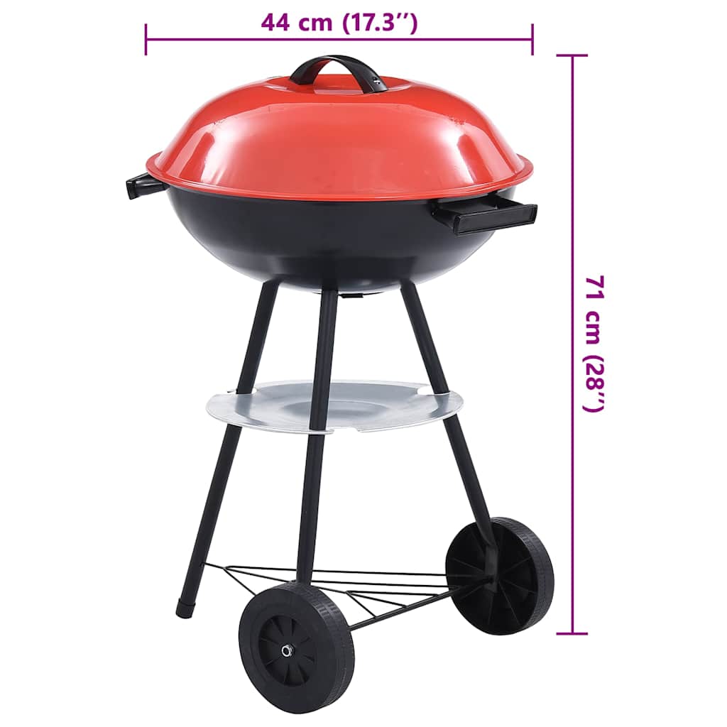 Outdoor Grills XXL Charcoal Kettle BBQ Grill Portable Barbecue Wheels Lid LED
