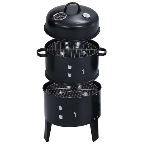 3-In-1 Charcoal Smoker Bbq Grill 40X80 Cm
