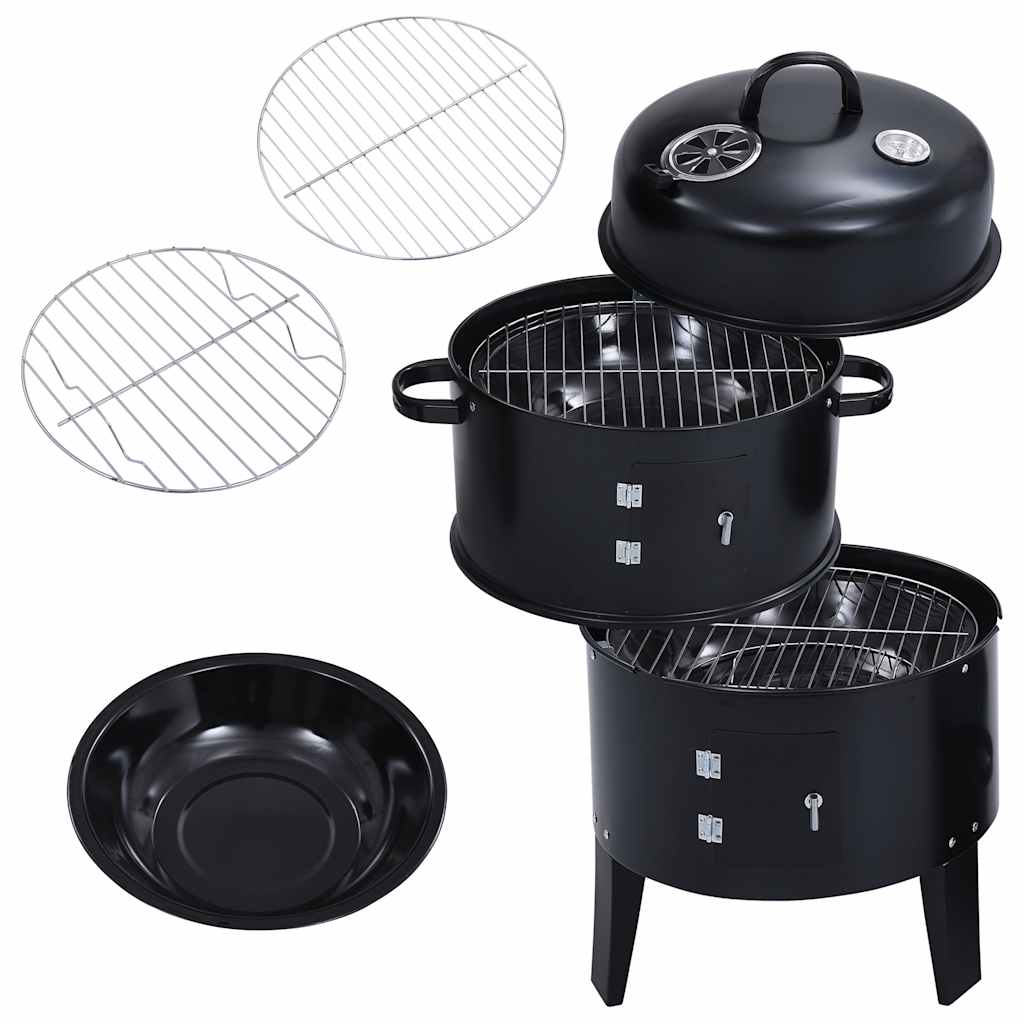 3-In-1 Charcoal Smoker Bbq Grill 40X80 Cm