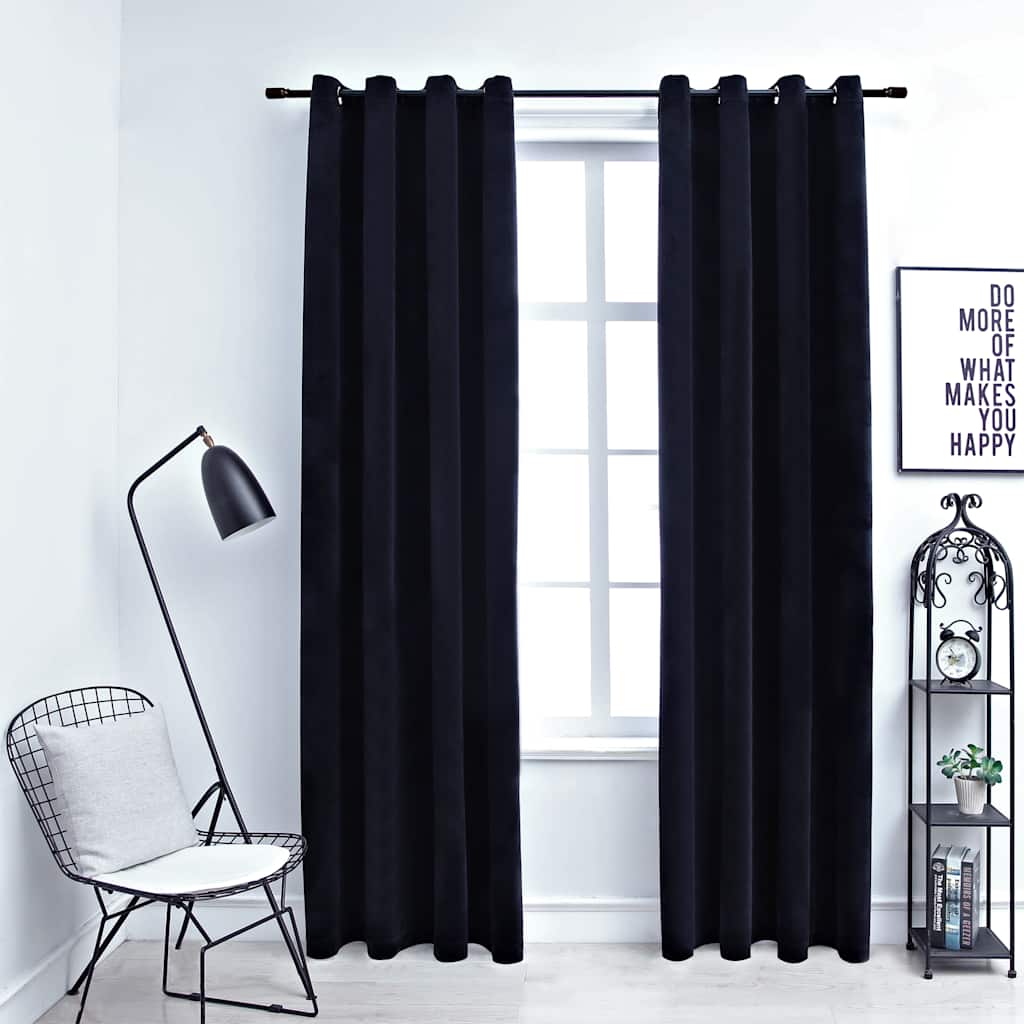 Blackout Curtains With Rings 2Pcs Velvet 140X175Cm
