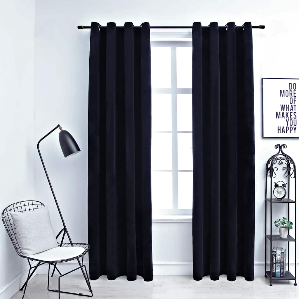 Blackout Curtains With Rings 2Pcs Velvet 140X175Cm
