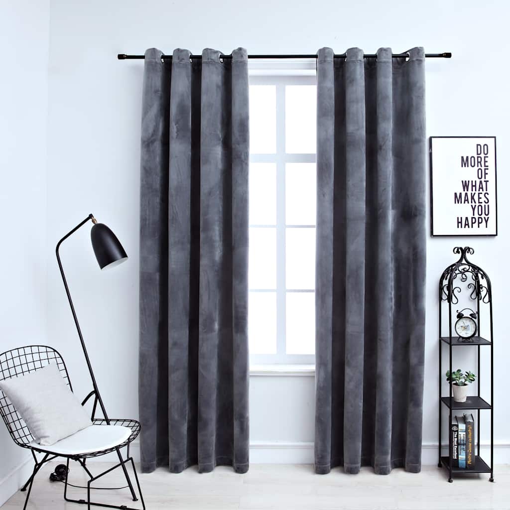 Blackout Curtains With Rings 2Pcs Velvet 140X175Cm