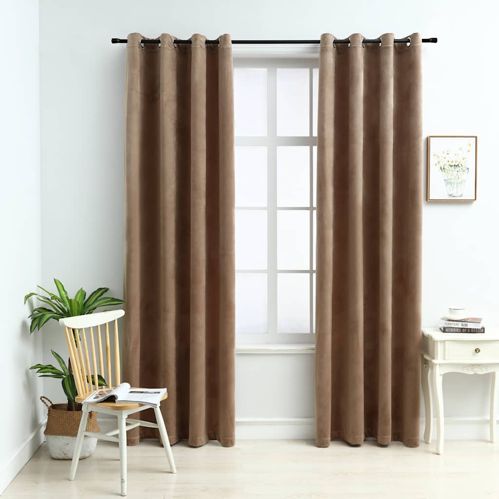 Blackout Curtains With Rings 2Pcs Velvet 140X175Cm