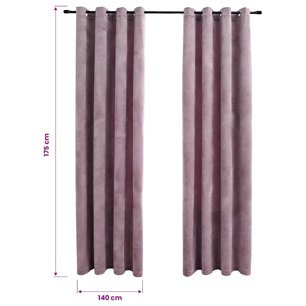 Blackout Curtains With Rings 2Pcs Velvet 140X175Cm