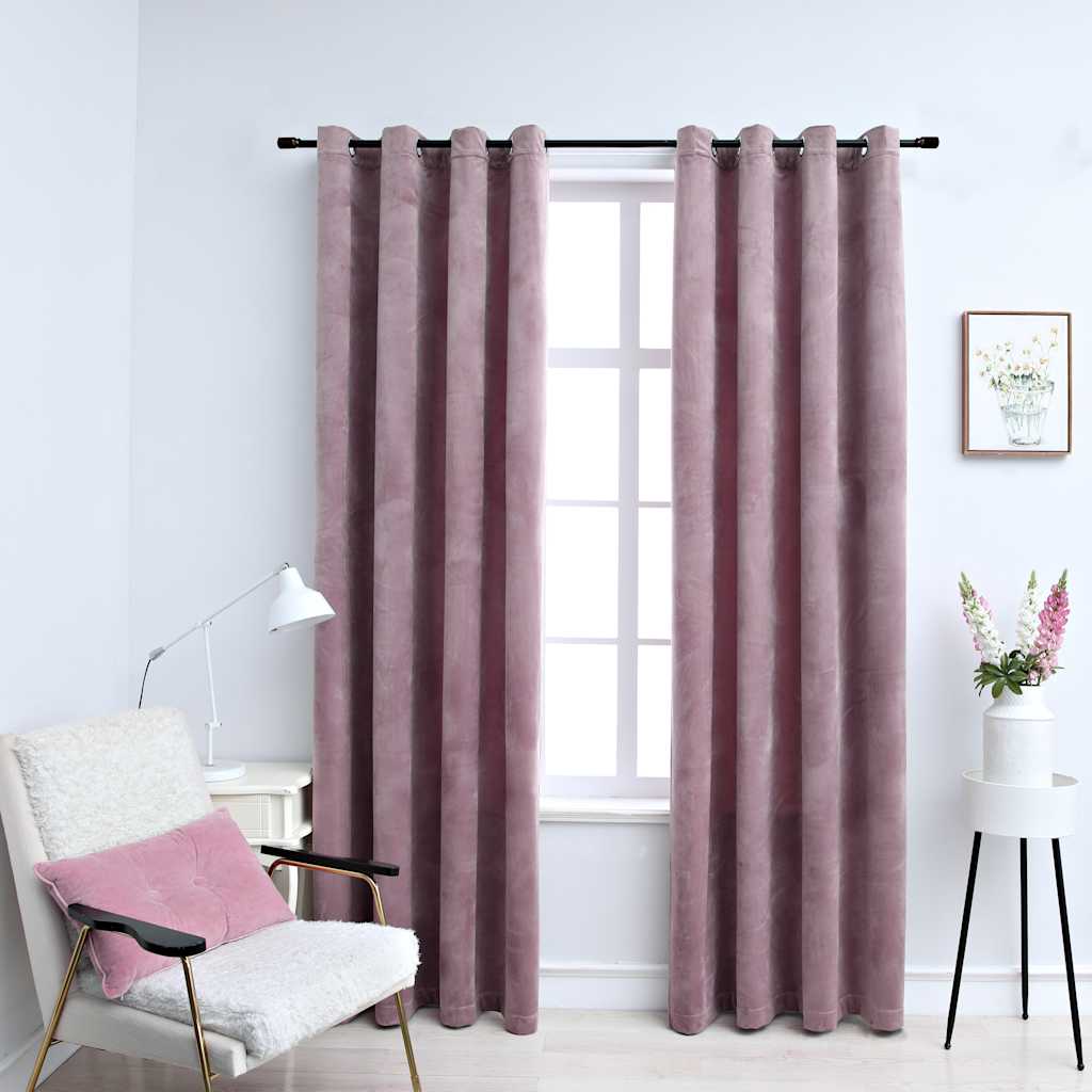 Blackout Curtains With Rings 2Pcs Velvet 140X175Cm