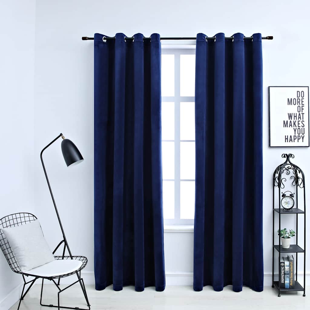 Blackout Curtains With Rings 2Pcs Velvet 140X175Cm