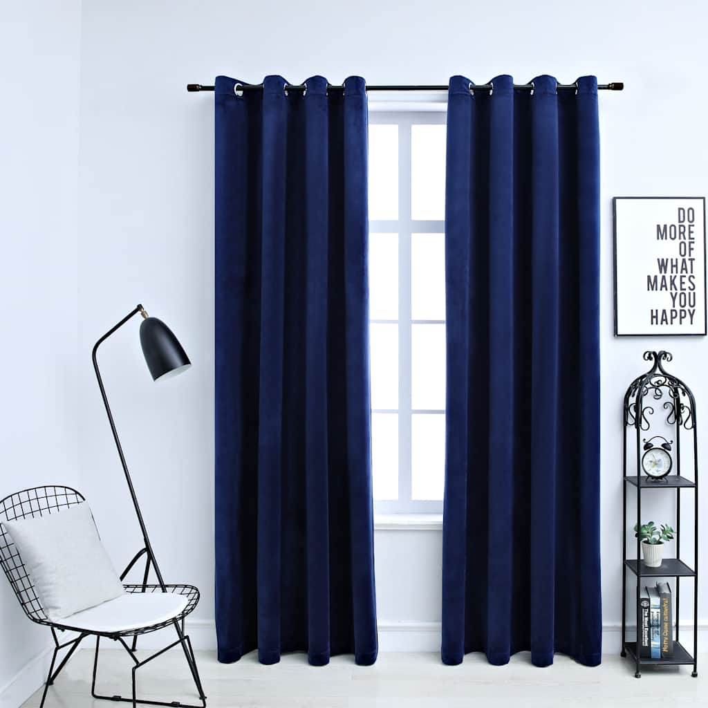 Blackout Curtains With Rings 2Pcs Velvet 140X175Cm