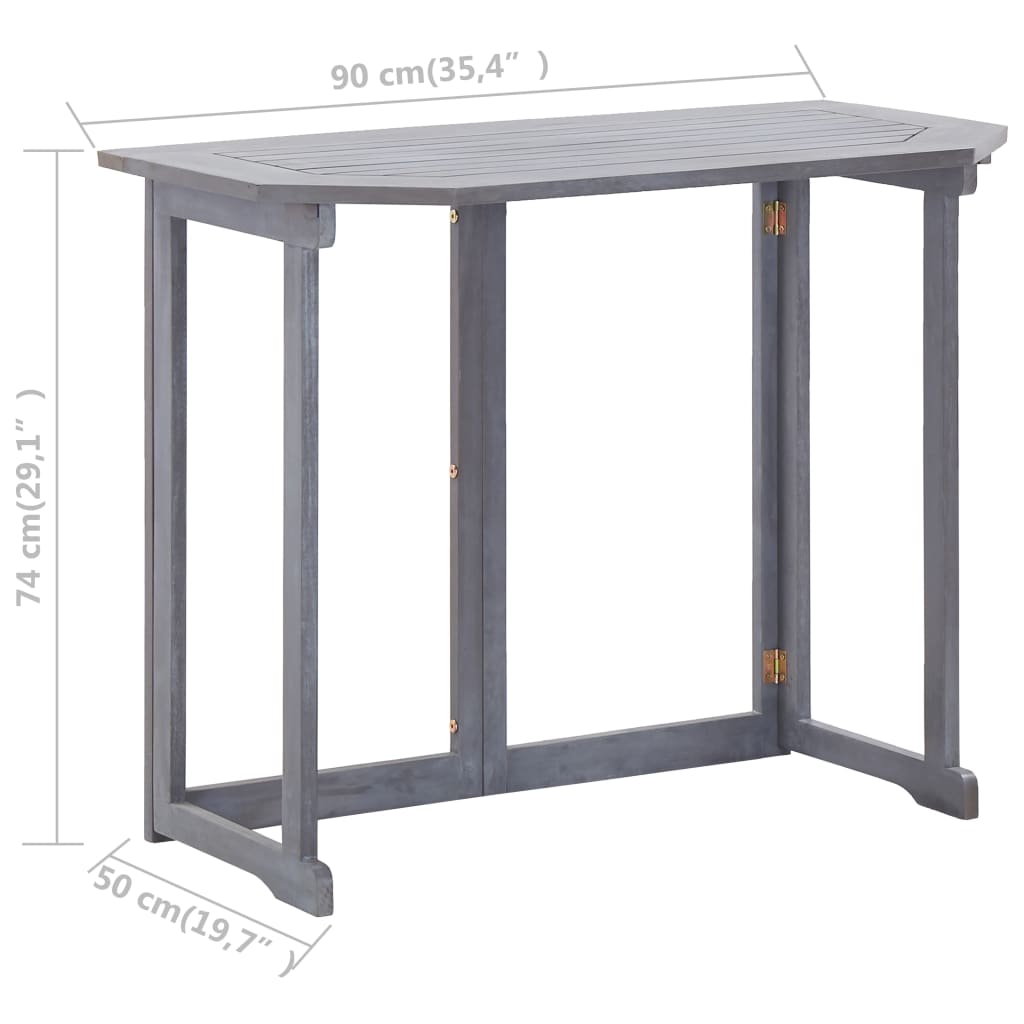 Folding Balcony Table 90X50X74 Cm Solid Acacia Wood
