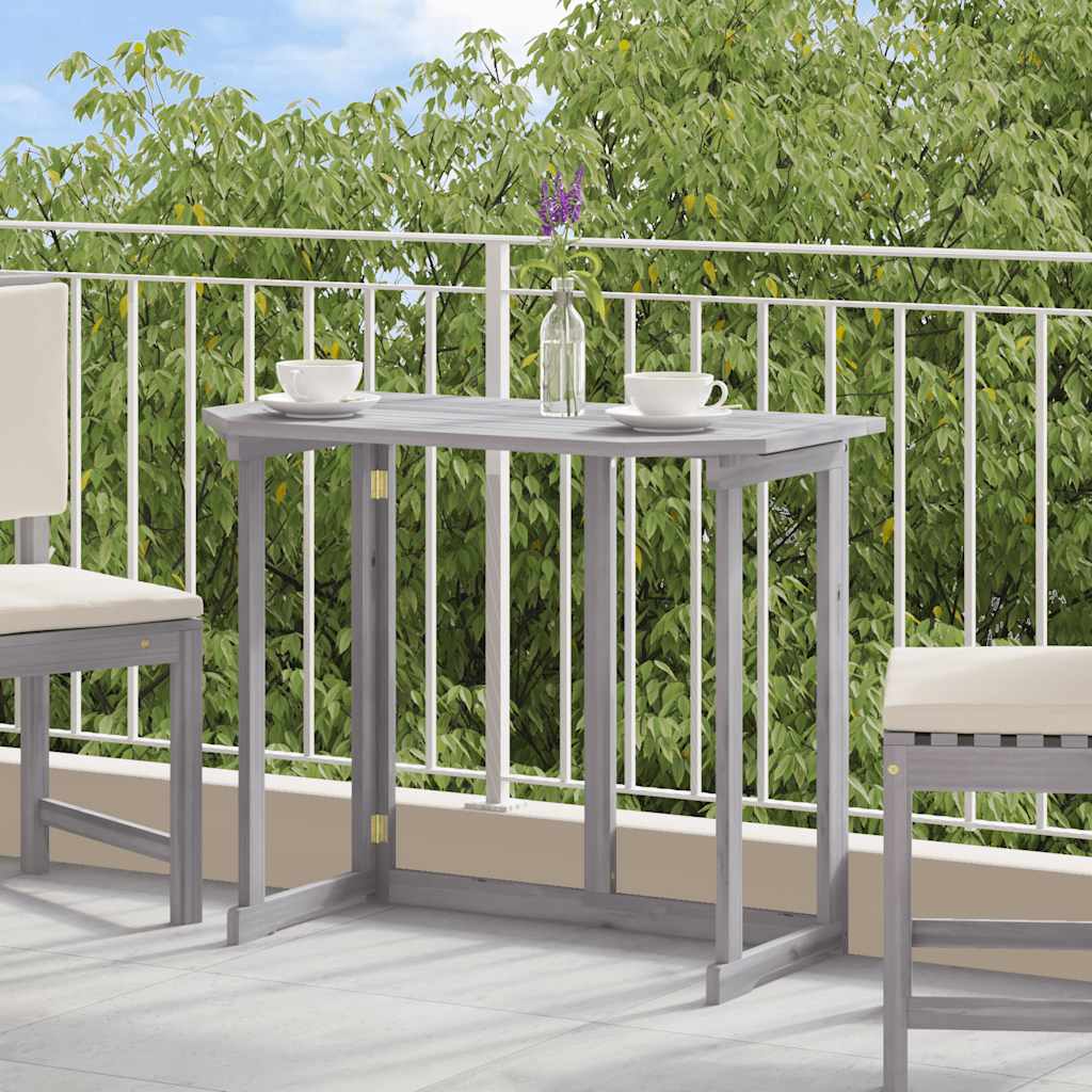Outdoor Table Folding Balcony 90X50X74 Cm Solid Acacia Wood brown grey Foldable