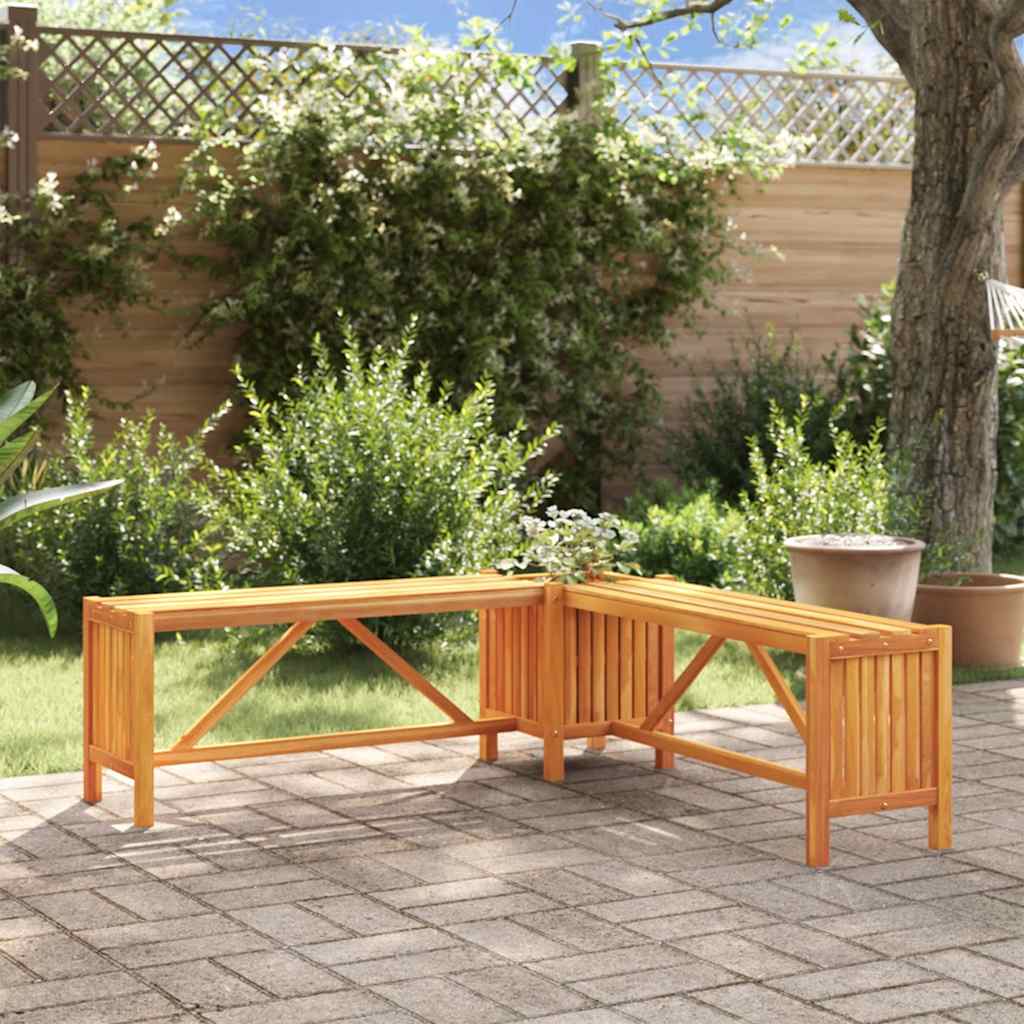 Garden Bench With 2 Planters Solid Acacia Wood