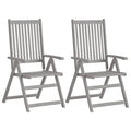Garden Reclining Chairs 3 Pcs Grey Solid Acacia Wood