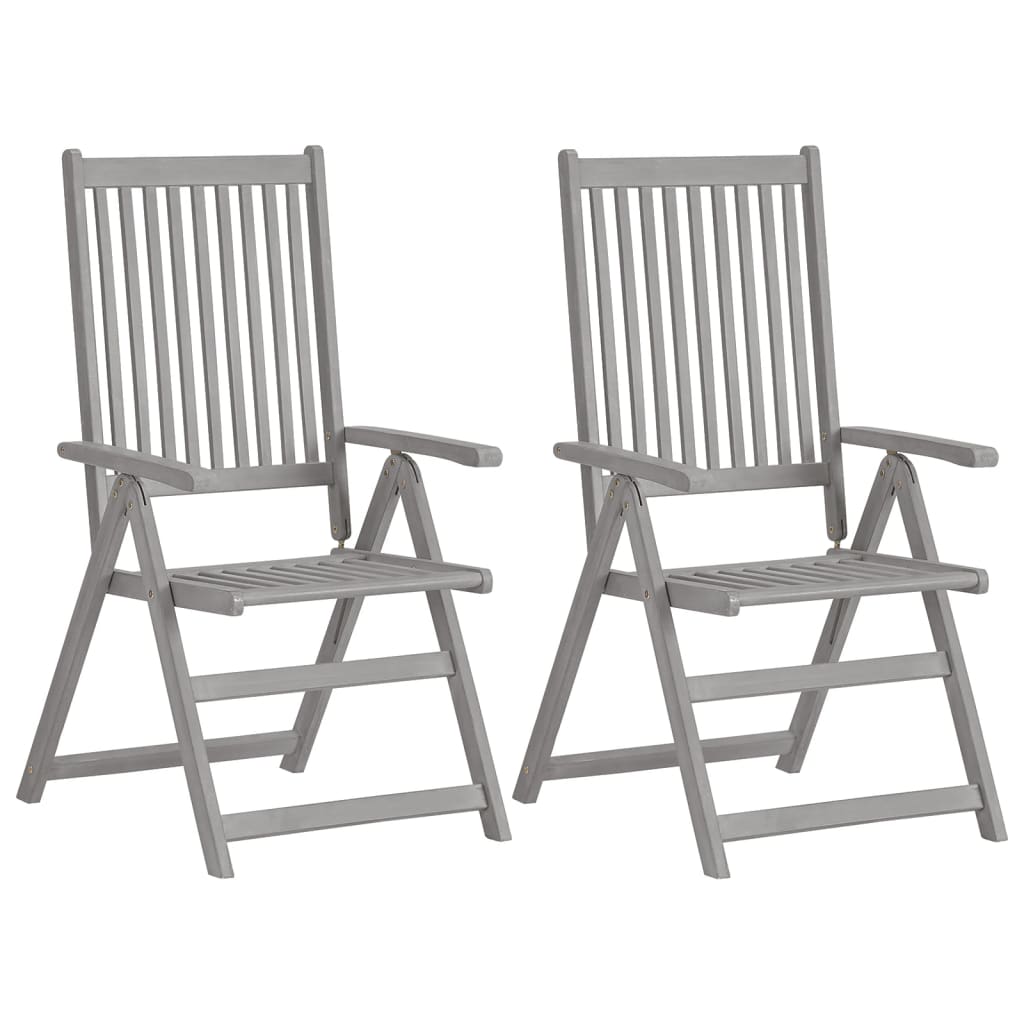Garden Reclining Chairs 3 Pcs Grey Solid Acacia Wood