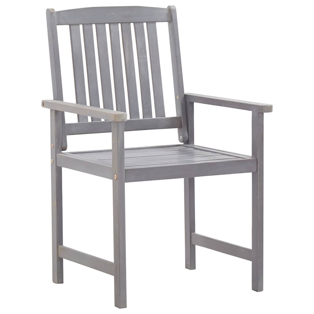 Outdoor Furniture Set 7 Piece Dining Solid Acacia Wood brown grey 140 cm