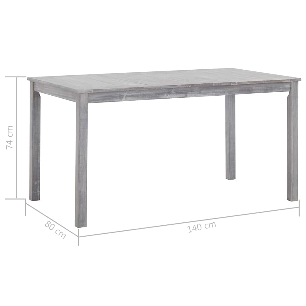 Outdoor Furniture Set 7 Piece Dining Solid Acacia Wood brown grey 140 cm