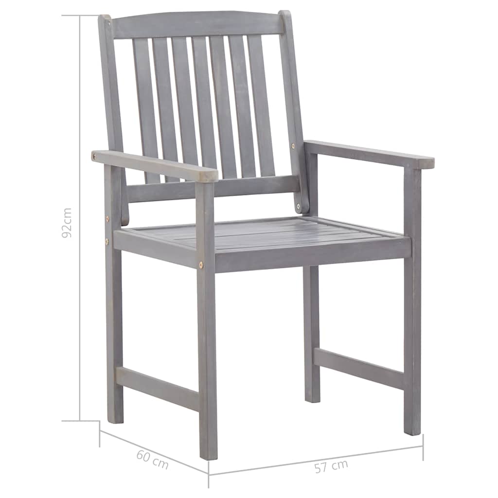 Outdoor Furniture Set 7 Piece Dining Solid Acacia Wood brown grey 140 cm