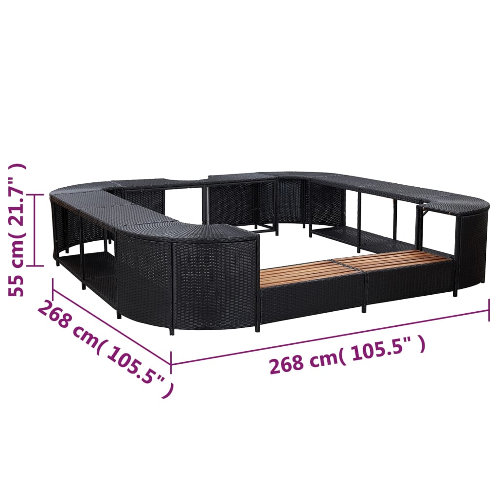 Square Spa Surround 268 X 268 X 55 Cm Poly Rattan