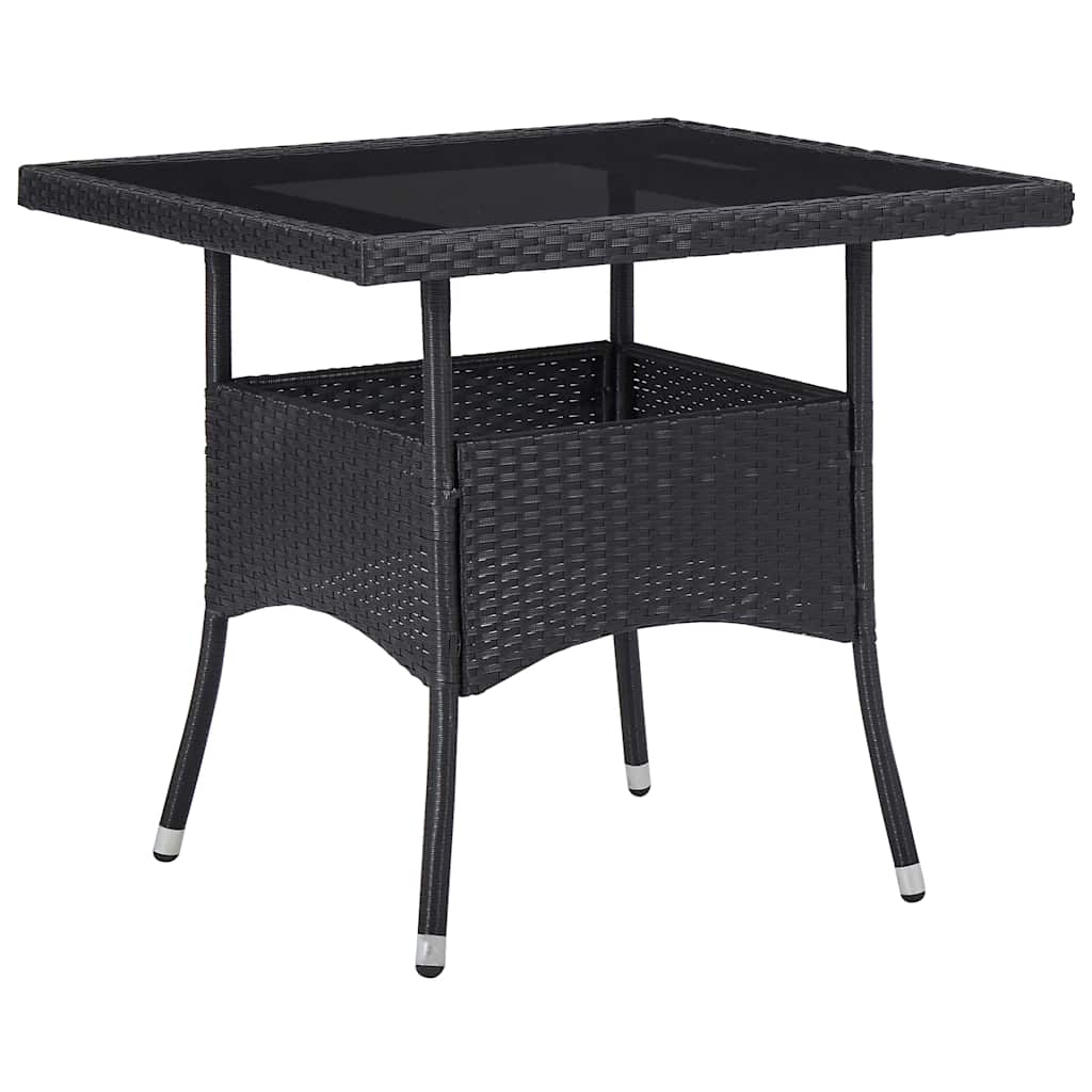 Outdoor Table Dining Poly Rattan Glass Grey Black Brown Beige Weather Resistant