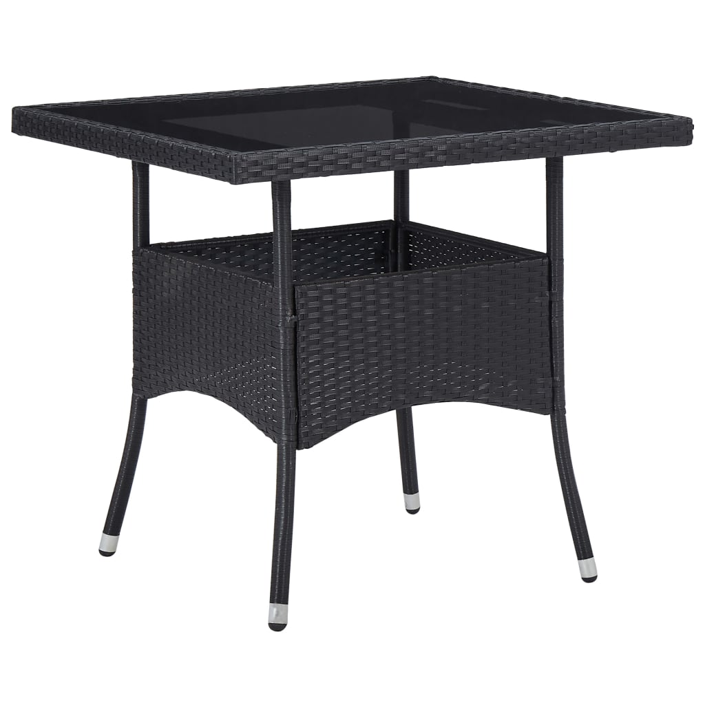Outdoor Dining Table Poly Rattan And Glass