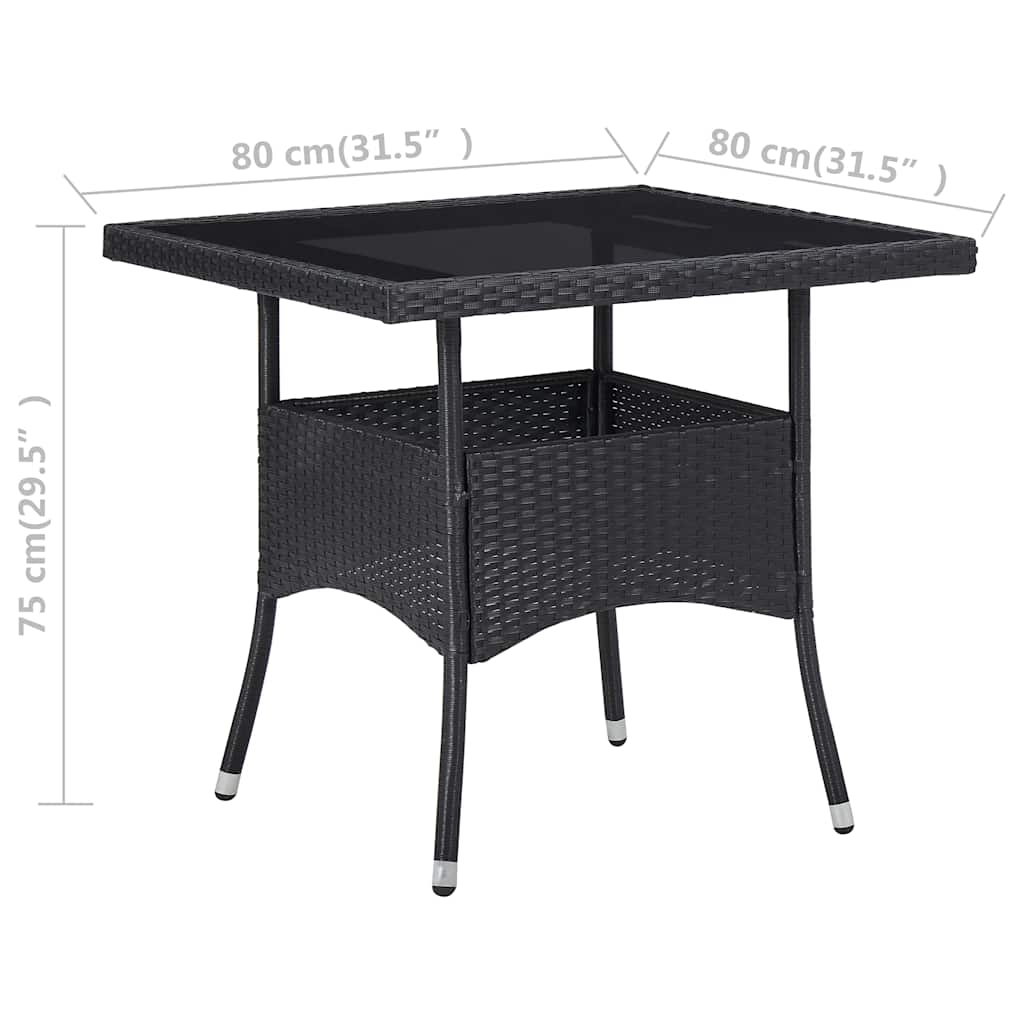 Outdoor Table Dining Poly Rattan Glass grey black brown beige Weather Resistant