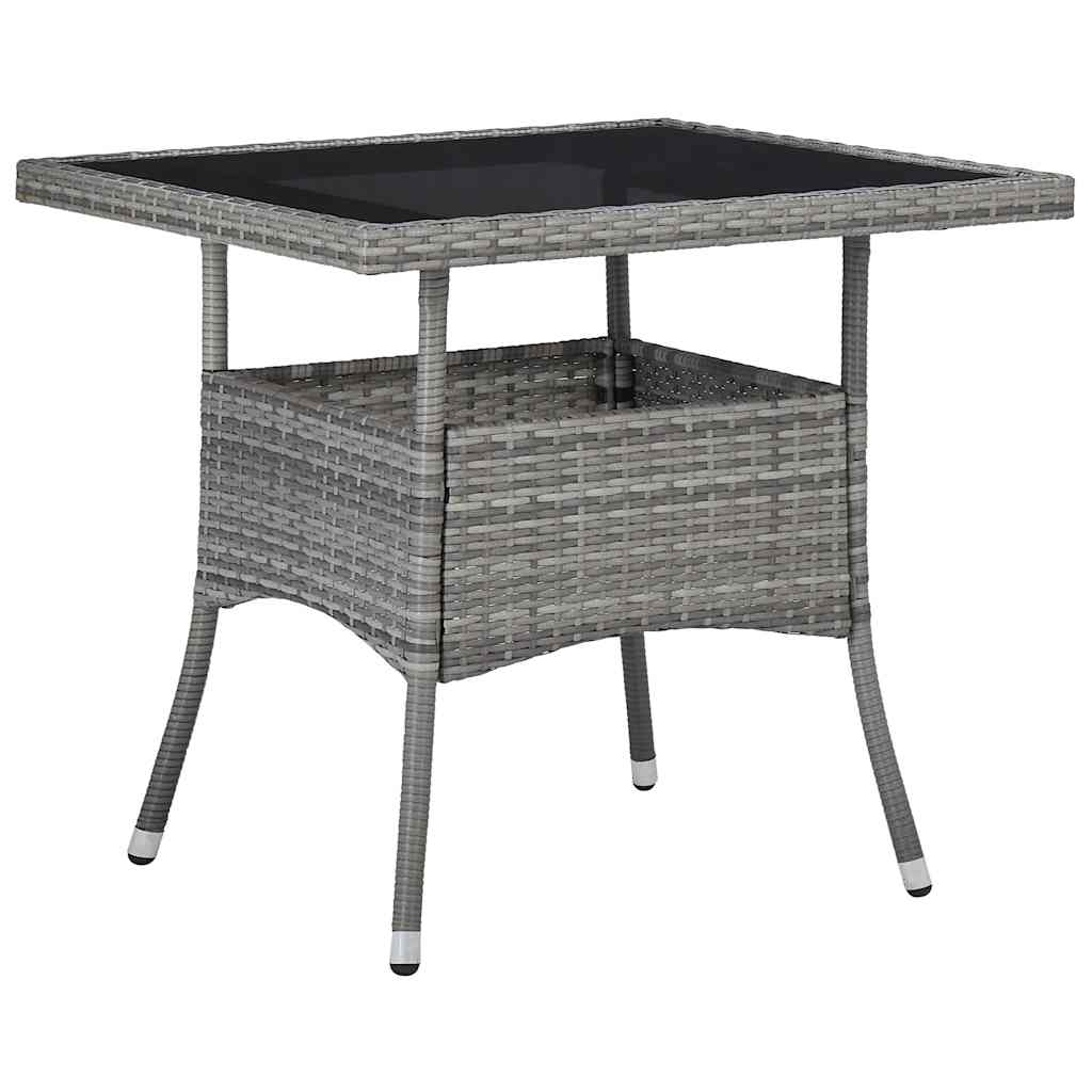 Outdoor Table Dining Poly Rattan Glass grey black brown beige Weather Resistant