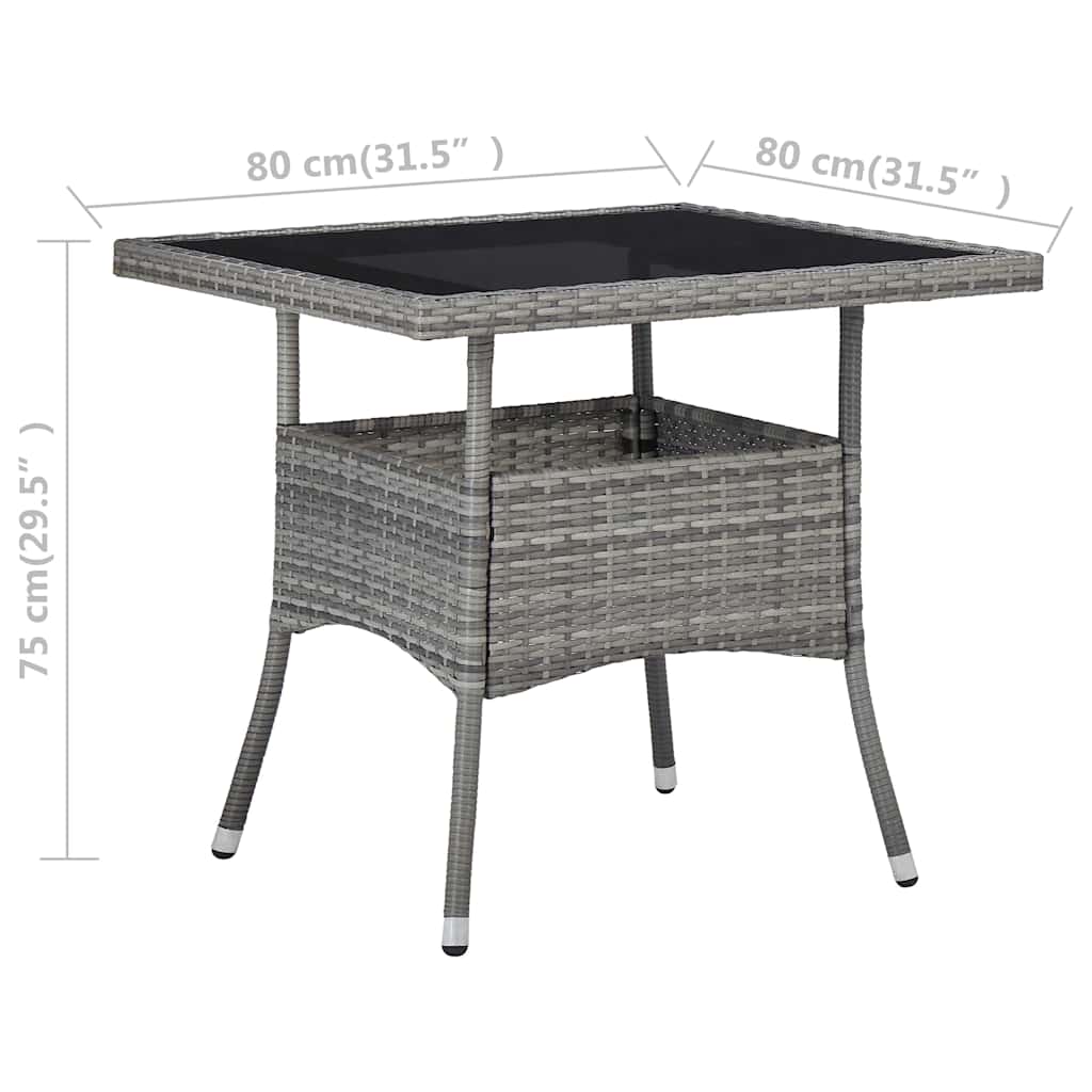 Outdoor Table Dining Poly Rattan Glass Grey Black Brown Beige Weather Resistant