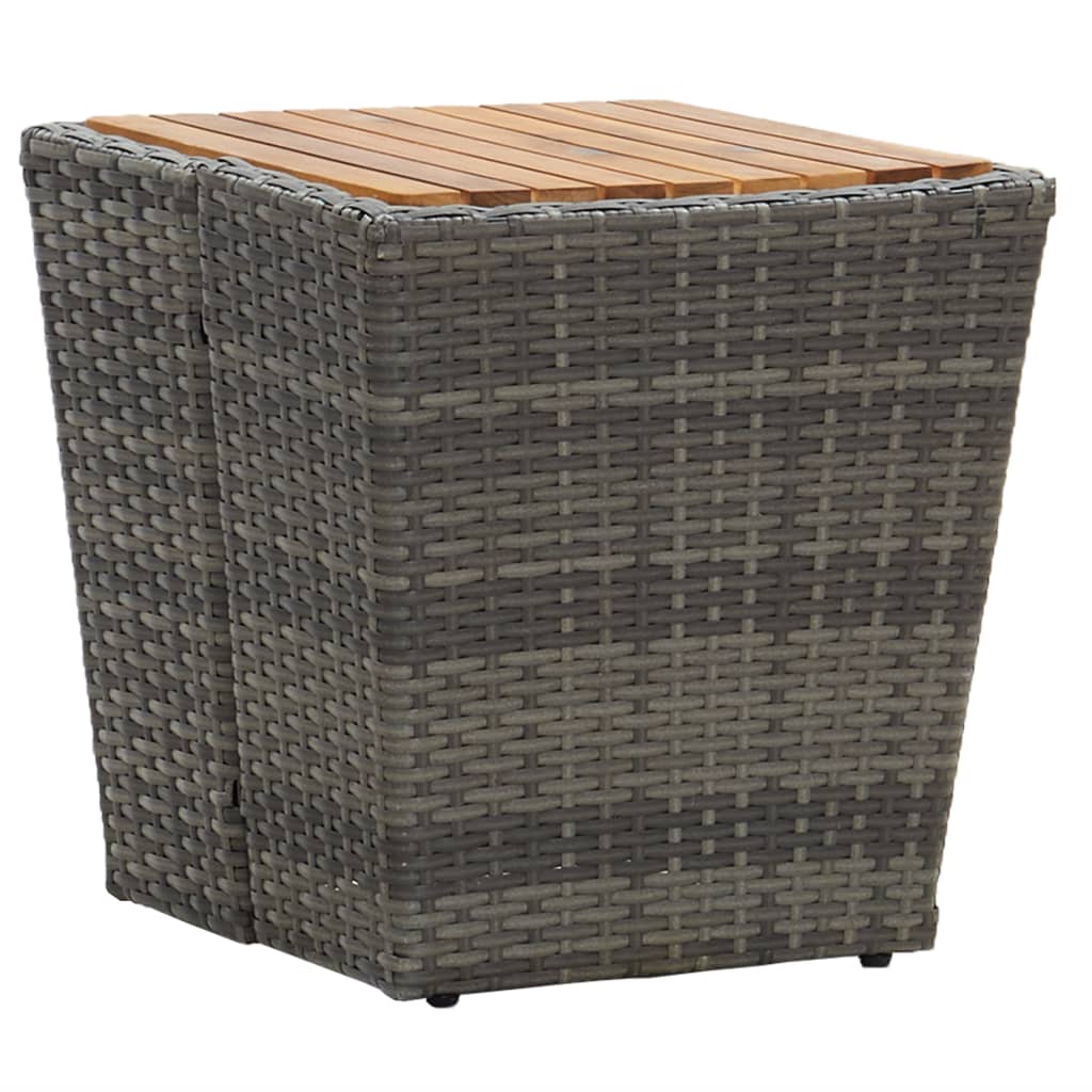 Tea Table 41.5X41.5X43Cm Poly Rattan And Solid Acacia