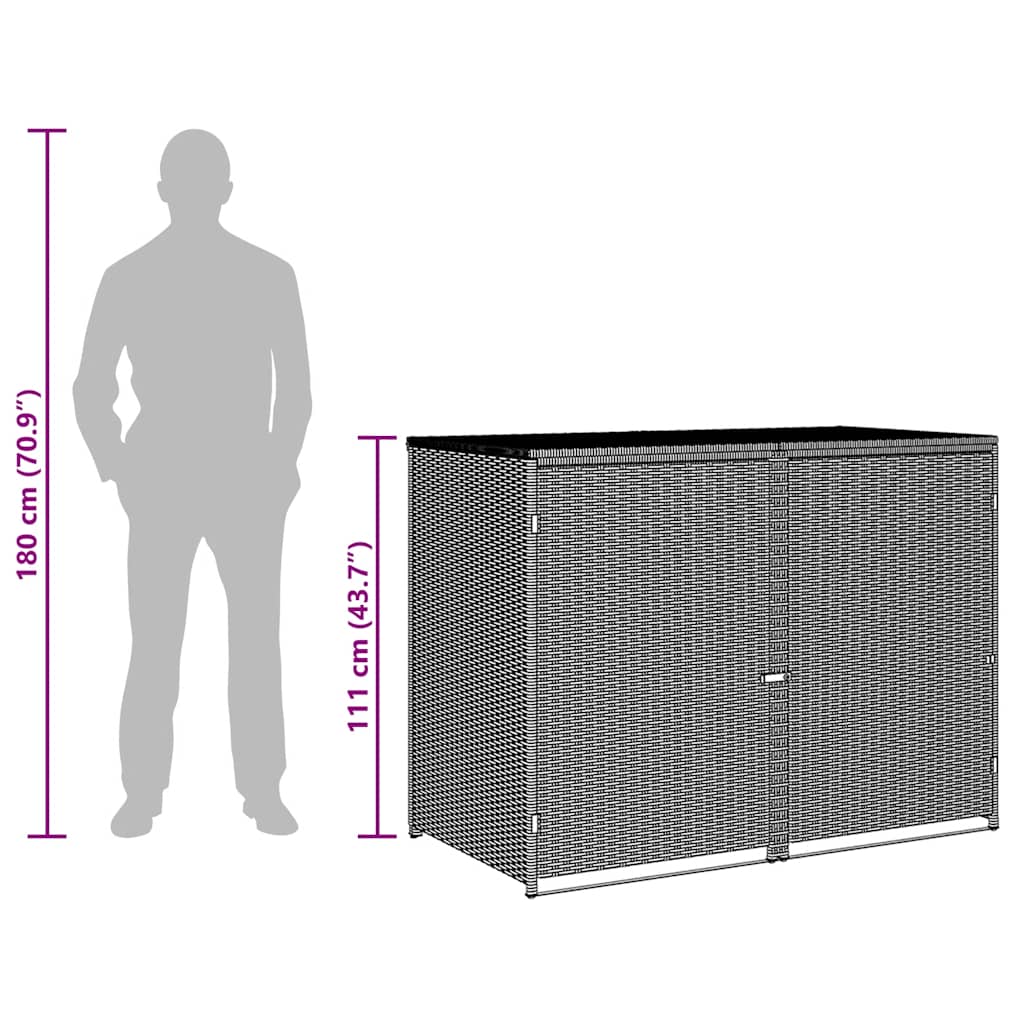 Double Wheelie Bin Shed Poly Rattan 148X77X111 Cm